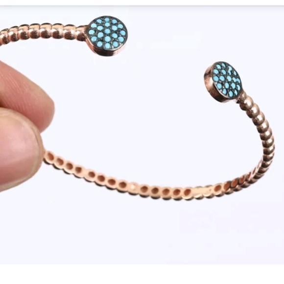 Rose gold & Turquoise wrap bracelet - Picture 3 of 4